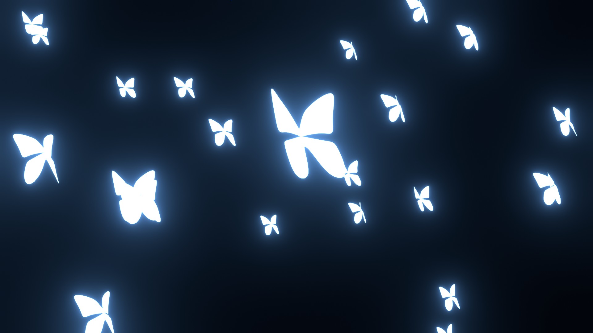 青く発光する沢山の蝶